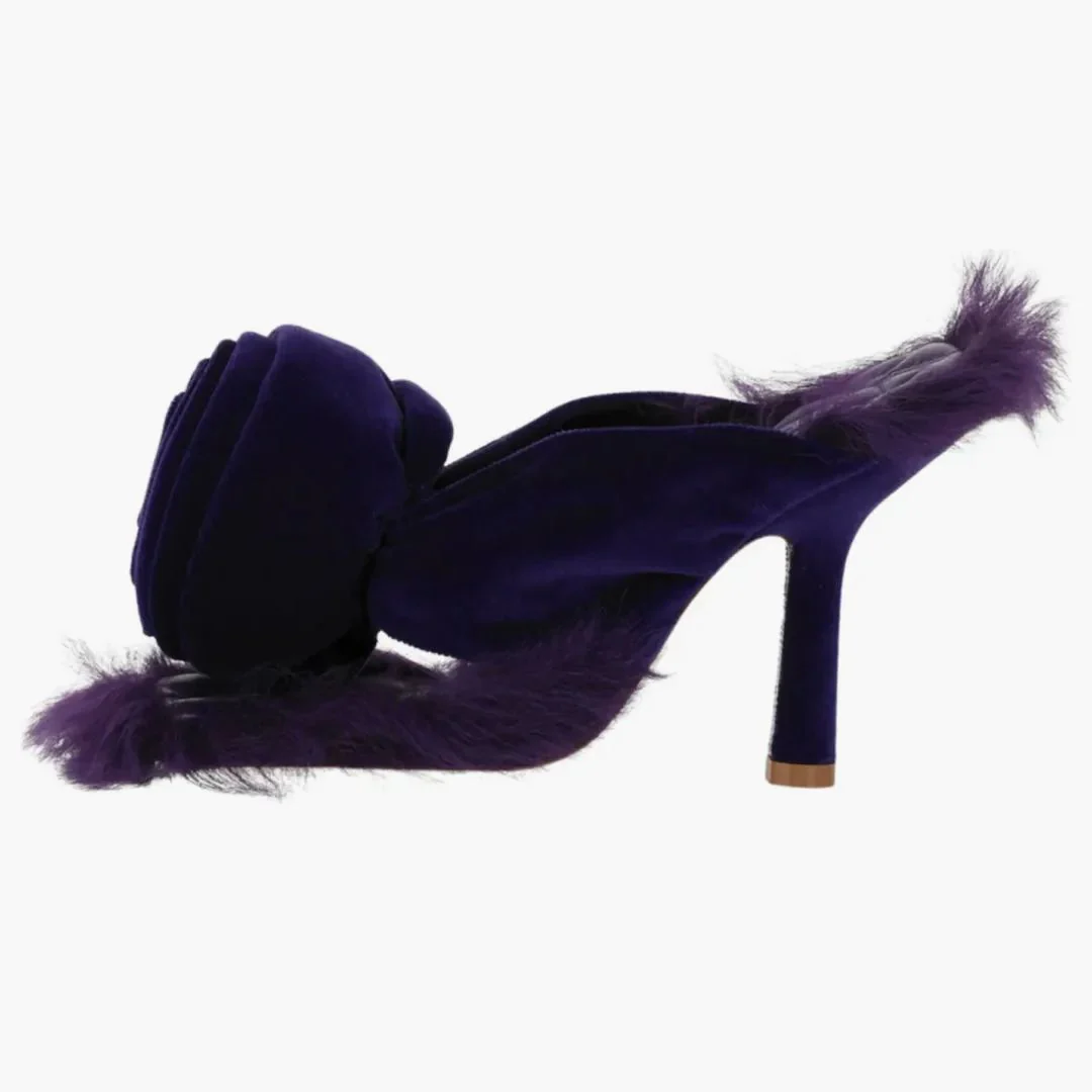 Burberry Step Rose Velvet Heeled Sandals Purple (women's)