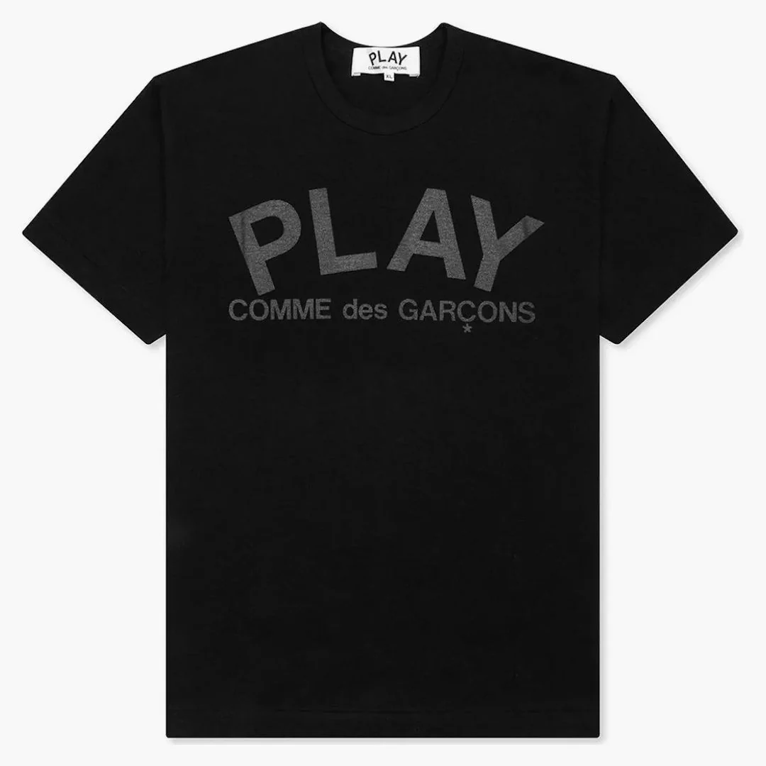Comme Des Garcons Play Black Text T-shirt Black