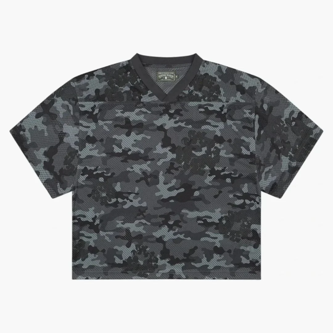 Denim Tears Camo Cotton Wreath Mesh Football Top Black