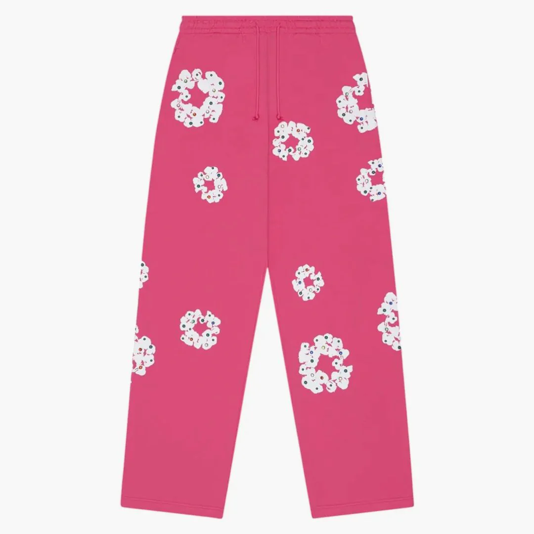 Denim Tears Rhinestone Cotton Wreath Sweatpants Pink - Image 2