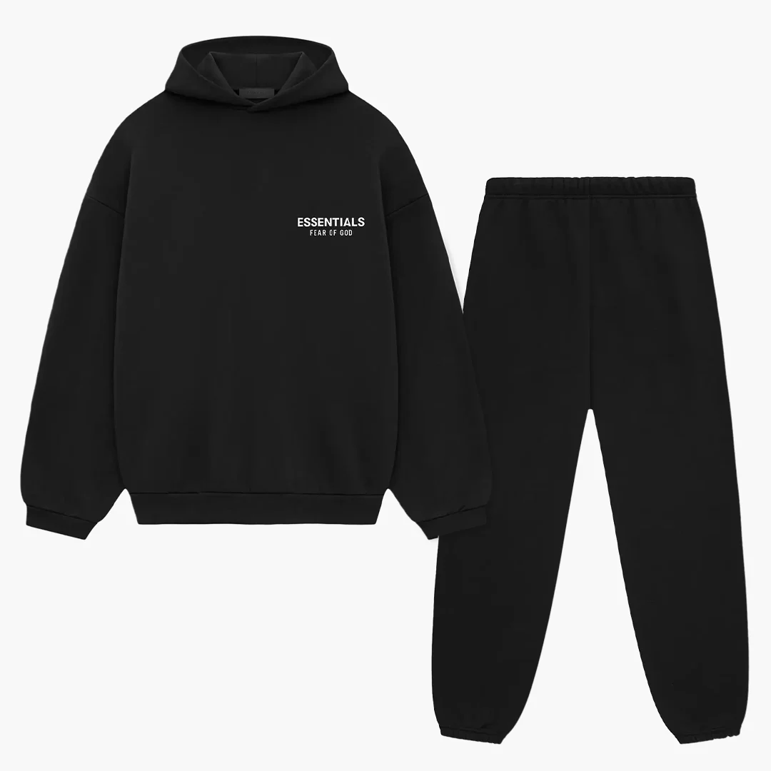 Fear of God Essentials Fleece (FW24) Black - Set (Hoodie & Sweatpant) - Image 2