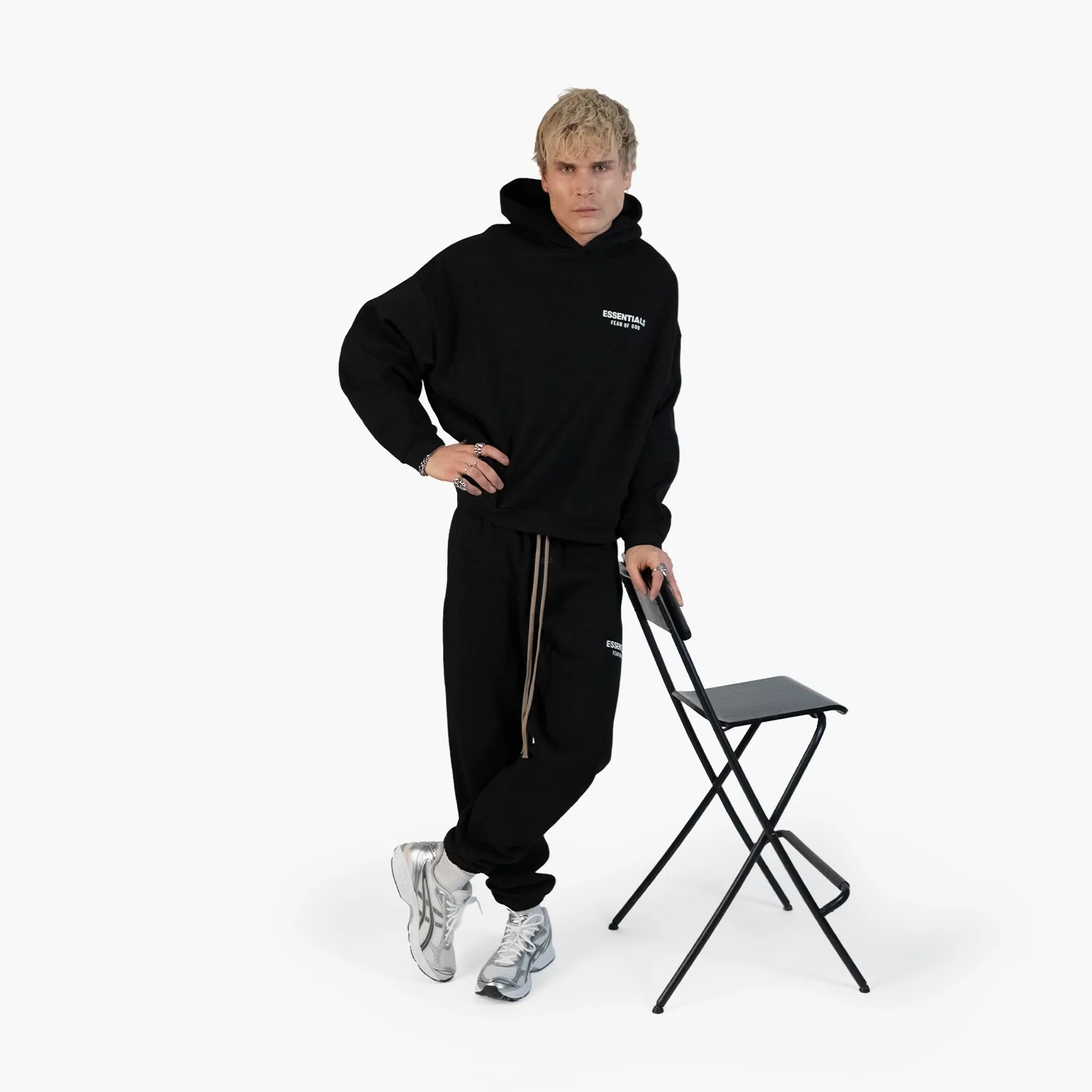 Fear of God Essentials Fleece (FW24) Black - Set (Hoodie & Sweatpant) - Image 8