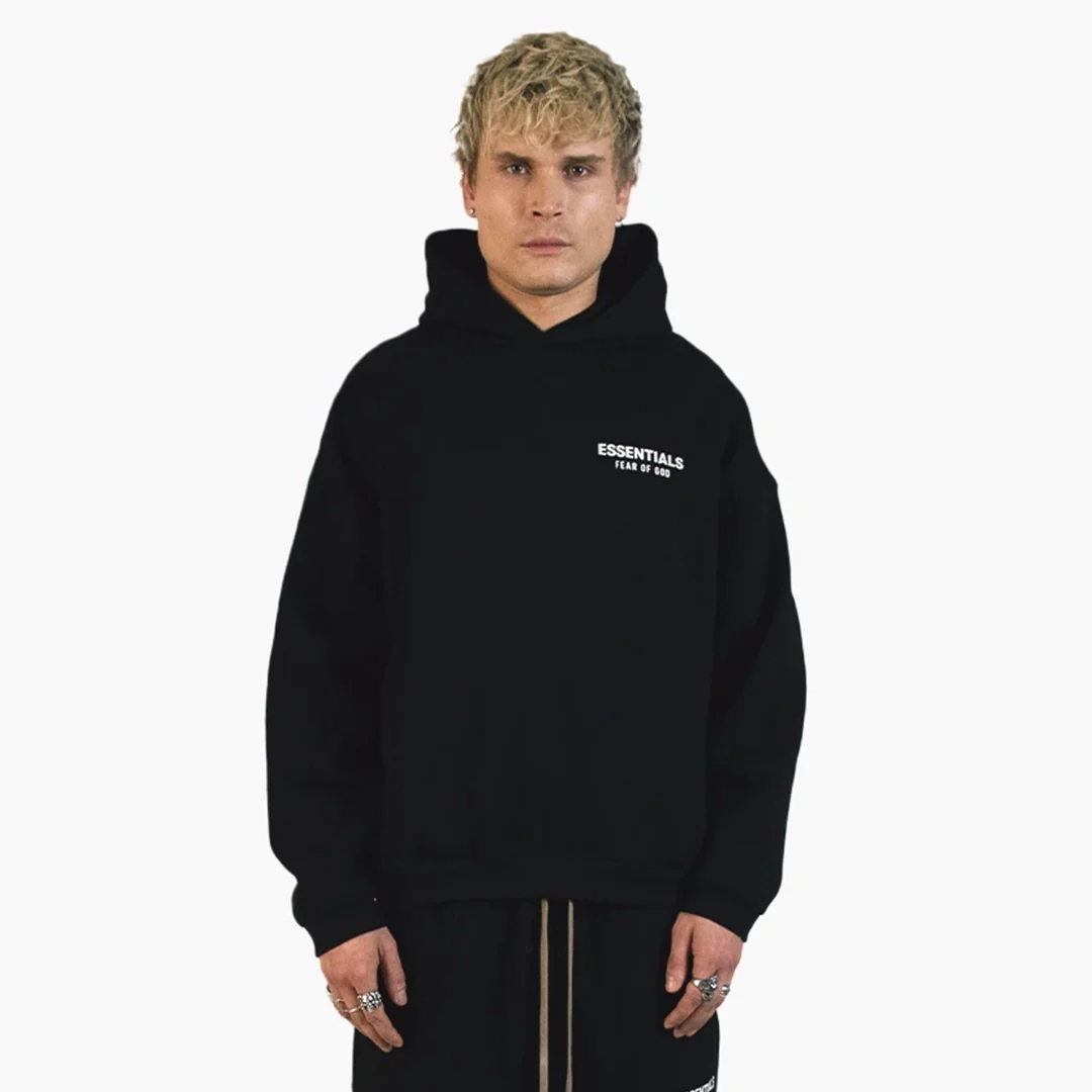 Fear Of God Essentials Fleece Hoodie (FW24) Black - Image 4