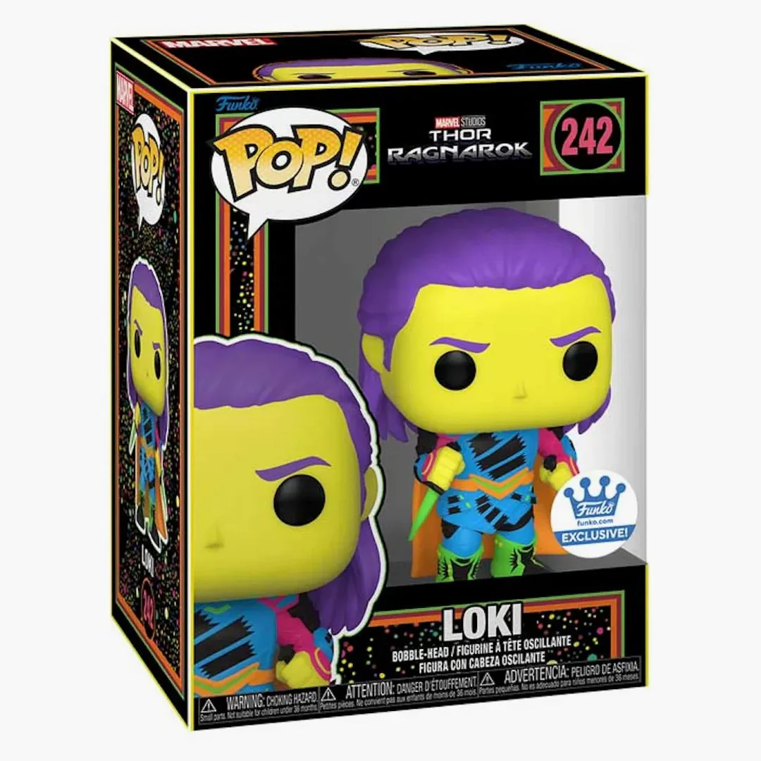 Funko Pop! Marvel Studios Thor Ragnarok Blacklight Loki Funko Shop Exclusive Figure #242 - Image 2
