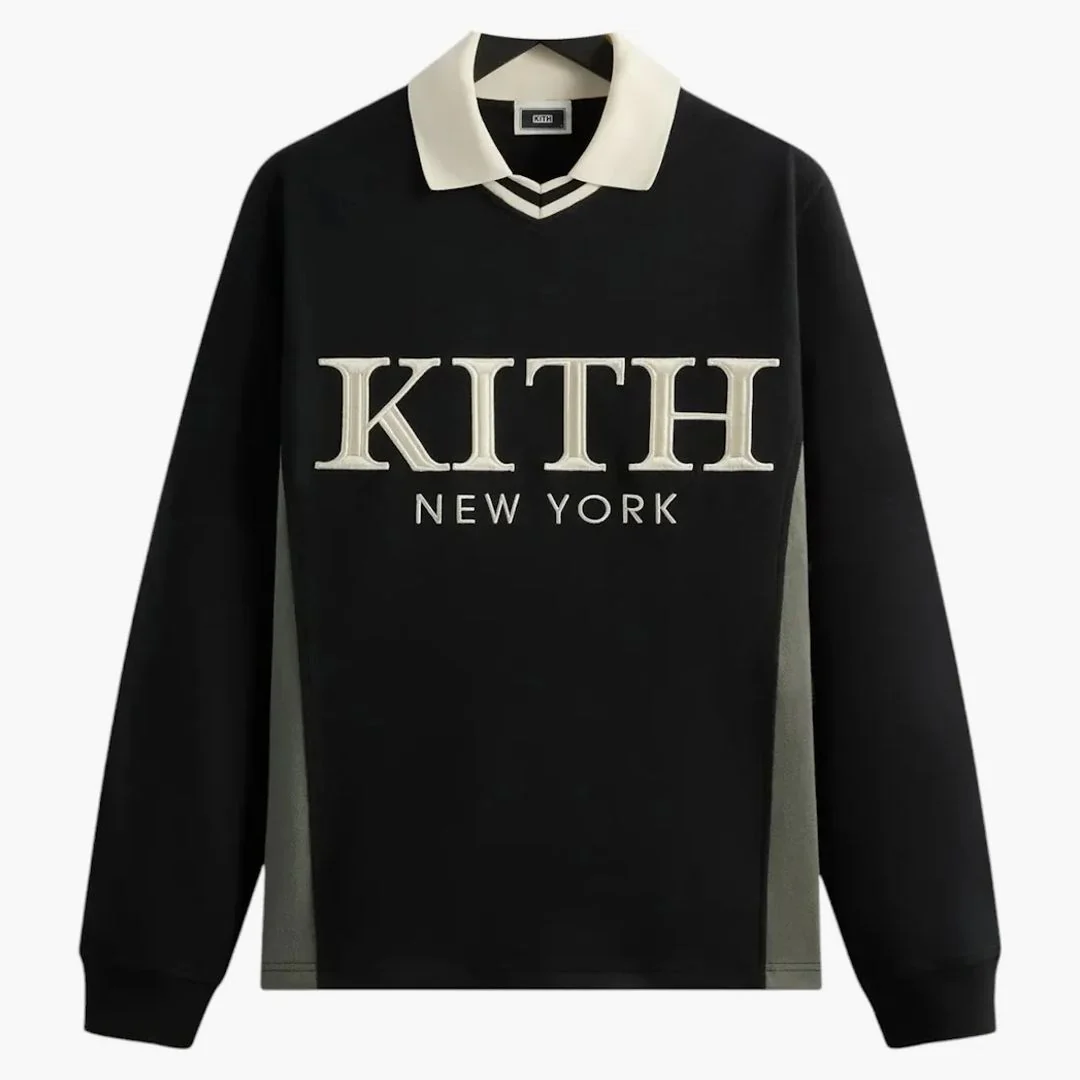 Kith Pique Long Sleeve Tap Polo Black
