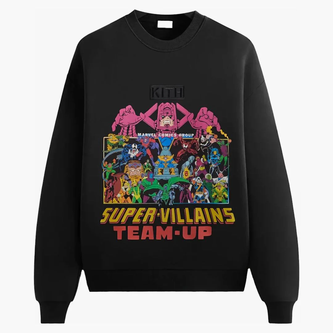 Kith X Marvel Team Up Vintage Nelson Crewneck Black