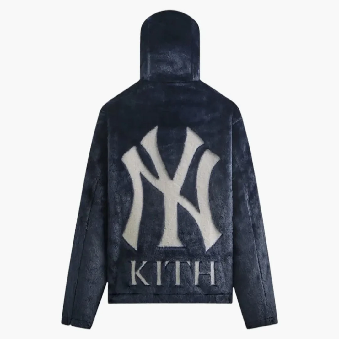 Kith X New York Yankees Faux Fur Jacquard Jaysen Hoodie Nocturnal - Image 2