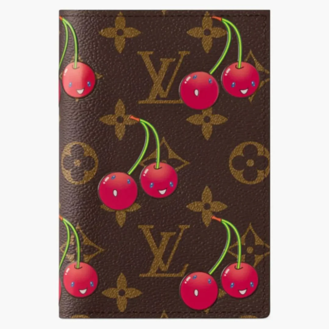 Louis Vuitton X Takashi Murakami Cherry Passport Cover Brown Monogram