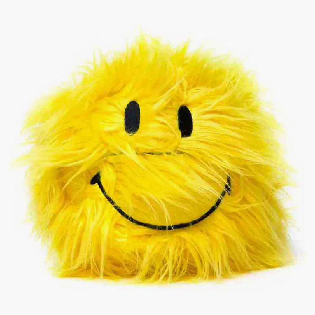Market Smiley Shaggy Plush Basketball Yellow - Image 2