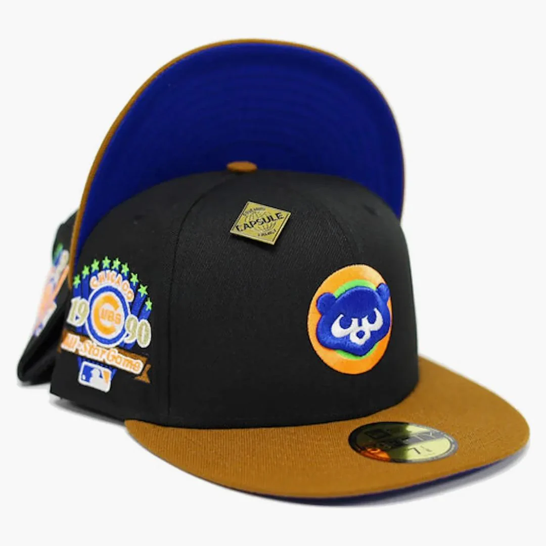New Era Chicago Cubs 1990 All Star Game Patch Capsule Hats Exclusive 59fifty Fitted Hat Black/blue - Image 2