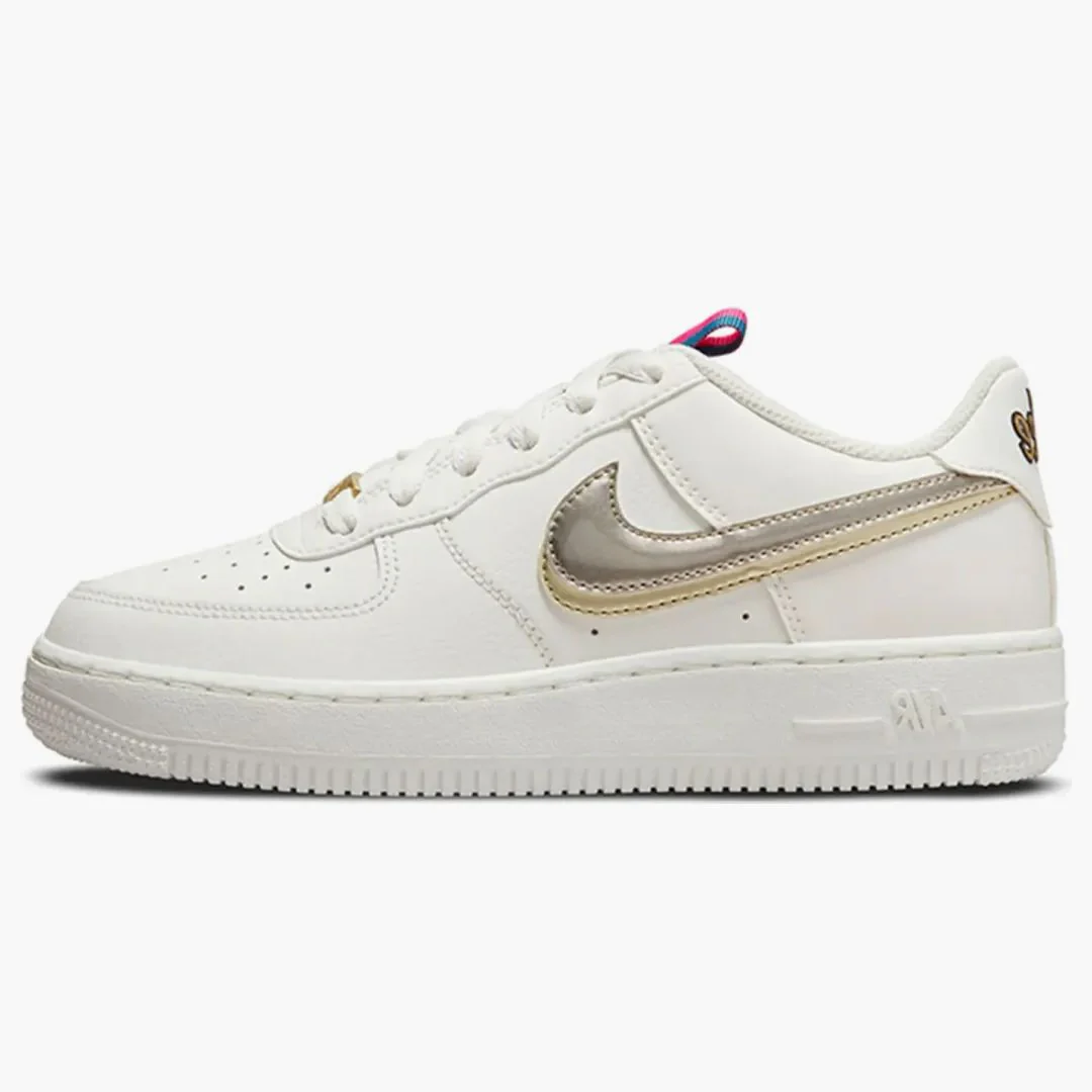 Nike Air Force 1 Lv8 Double Swoosh Silver Gold (gs)