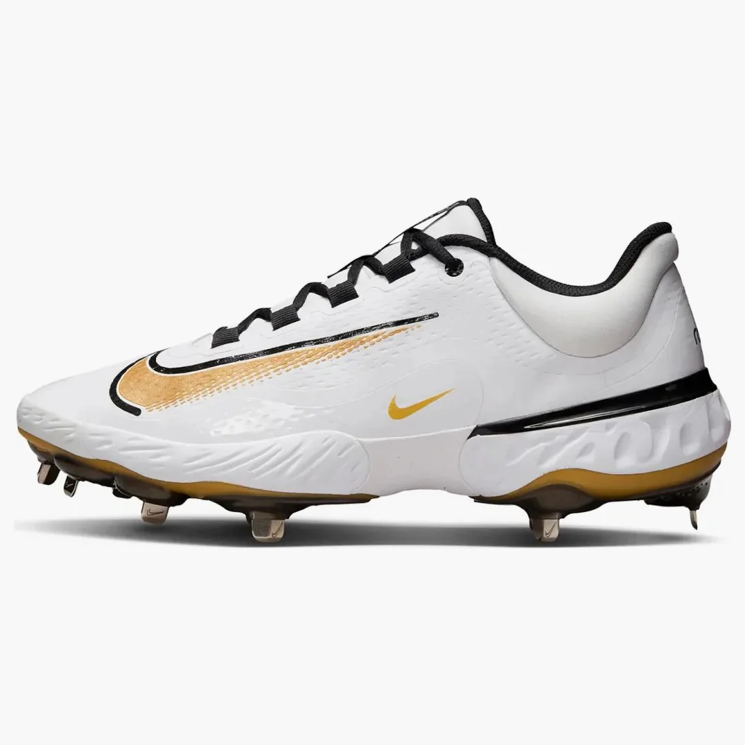 Nike Alpha Huarache Elite 4 Low White Black Metallic Gold