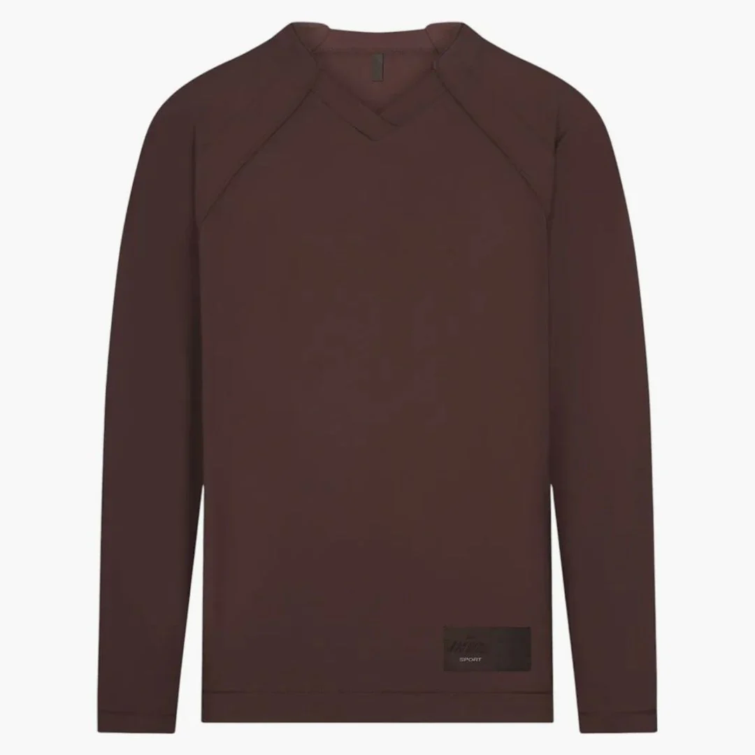 Nike X Skims Women's Airy V-neck Oversized Long Sleeve Top Dark Sepia