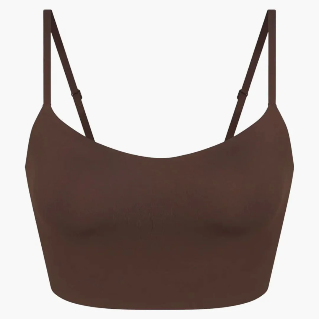 Nike X Skims Women's Matte Cami Bra Top Dark Sepia