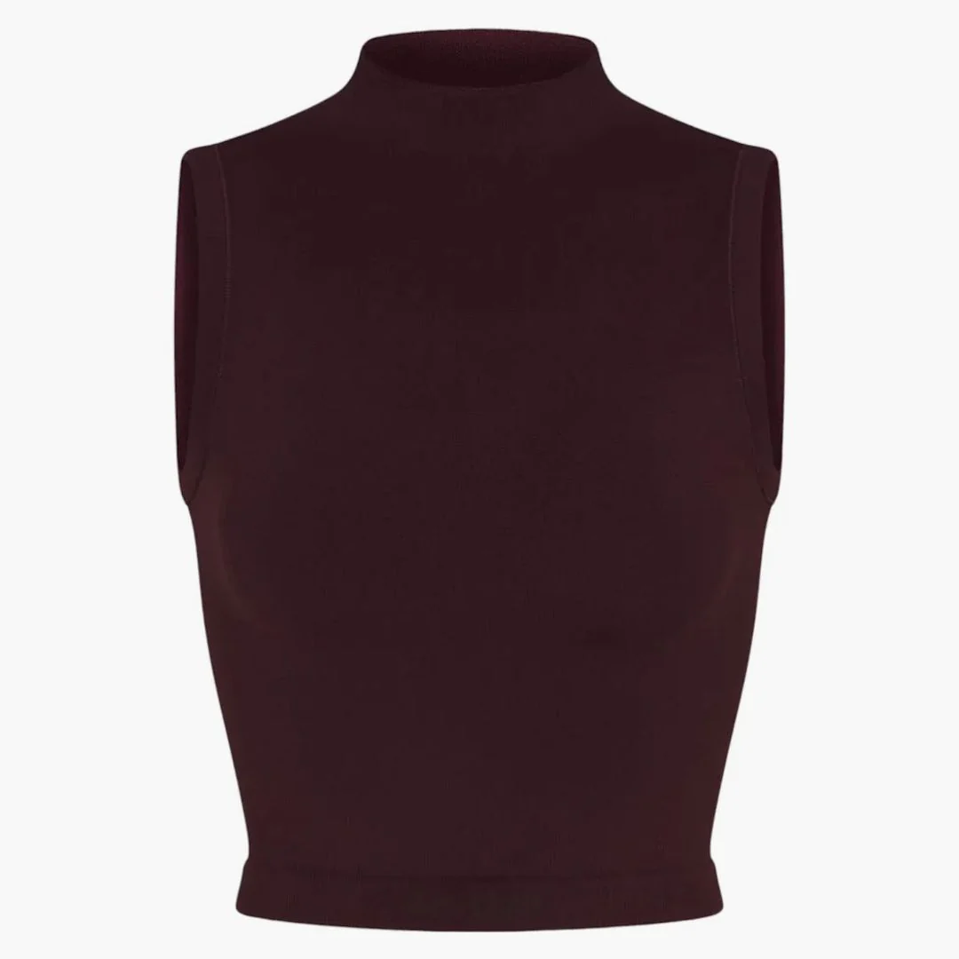 Nike X Skims Women's Vintage Seamless Mock Neck Bra Top Currant