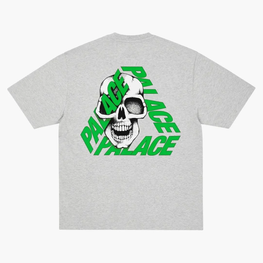 Palace P3 Skull T-shirt Grey Marl - Image 2