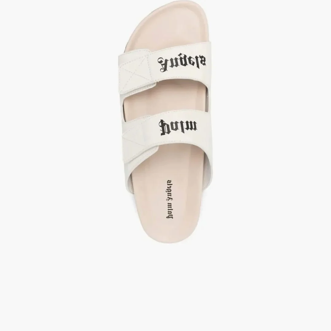Palm Angels Logo Print Sandals Off White Leather - Image 2