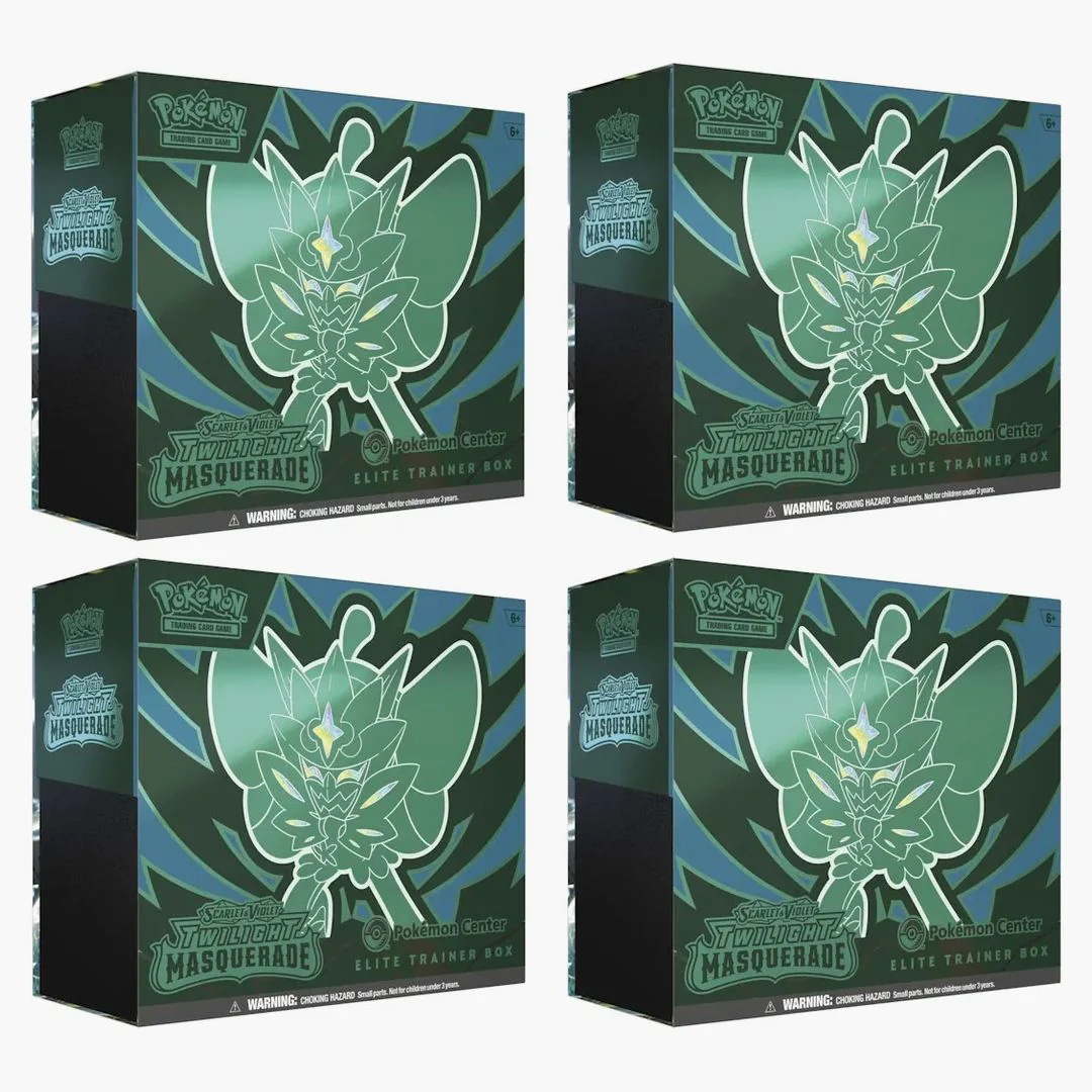 Pokémon Scarlet & Violet Twilight Masquerade Pokemon Center Elite Tainer Box 4x Lot