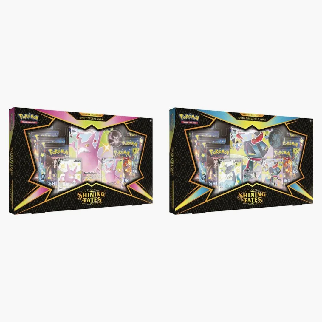Pokémon Tcg Sword & Shield Shining Fates Premium Collection 2x Lot Shiny Crobat Vmax/shiny Dragapult Vmax