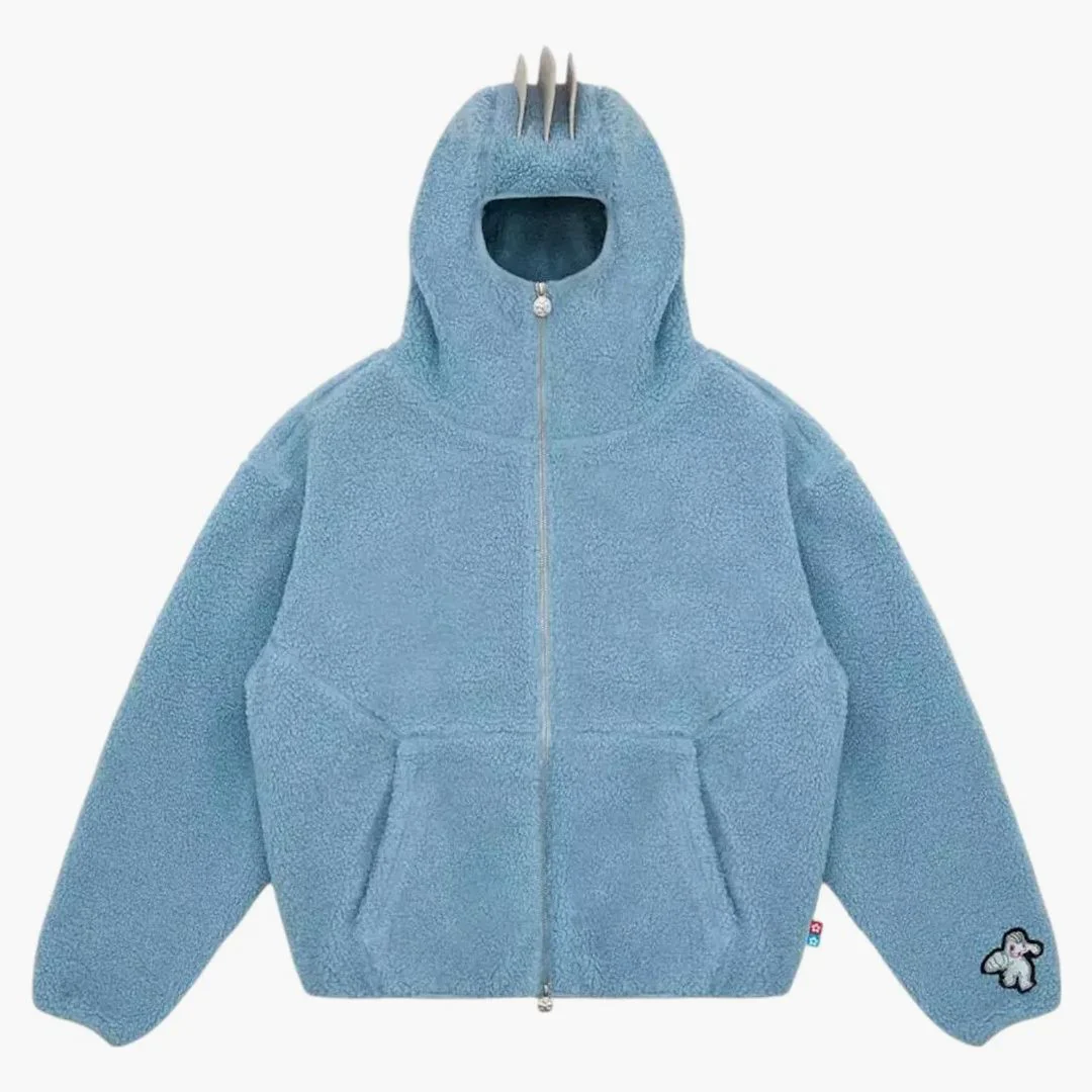 Pokemon X Vandy The Pink Machop Fleece Jacket Blue
