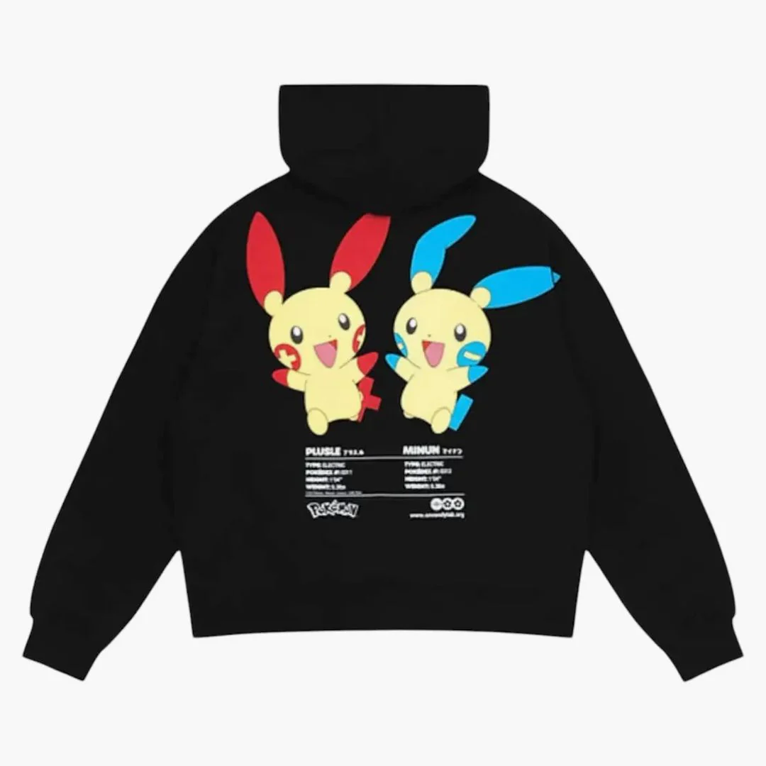 Pokemon X Vandy The Pink Plusle Minun Hoodie Black - Image 2