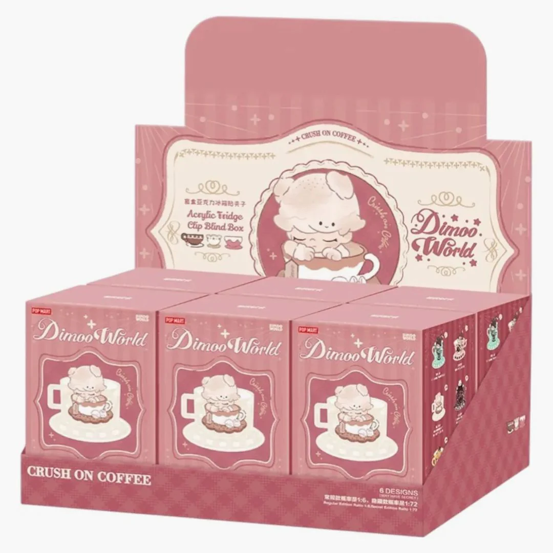 Pop Mart Dimoo Crush On Coffee Series Acrylic Fridge Magnet Clip Sealed Case (6 Blind Box)