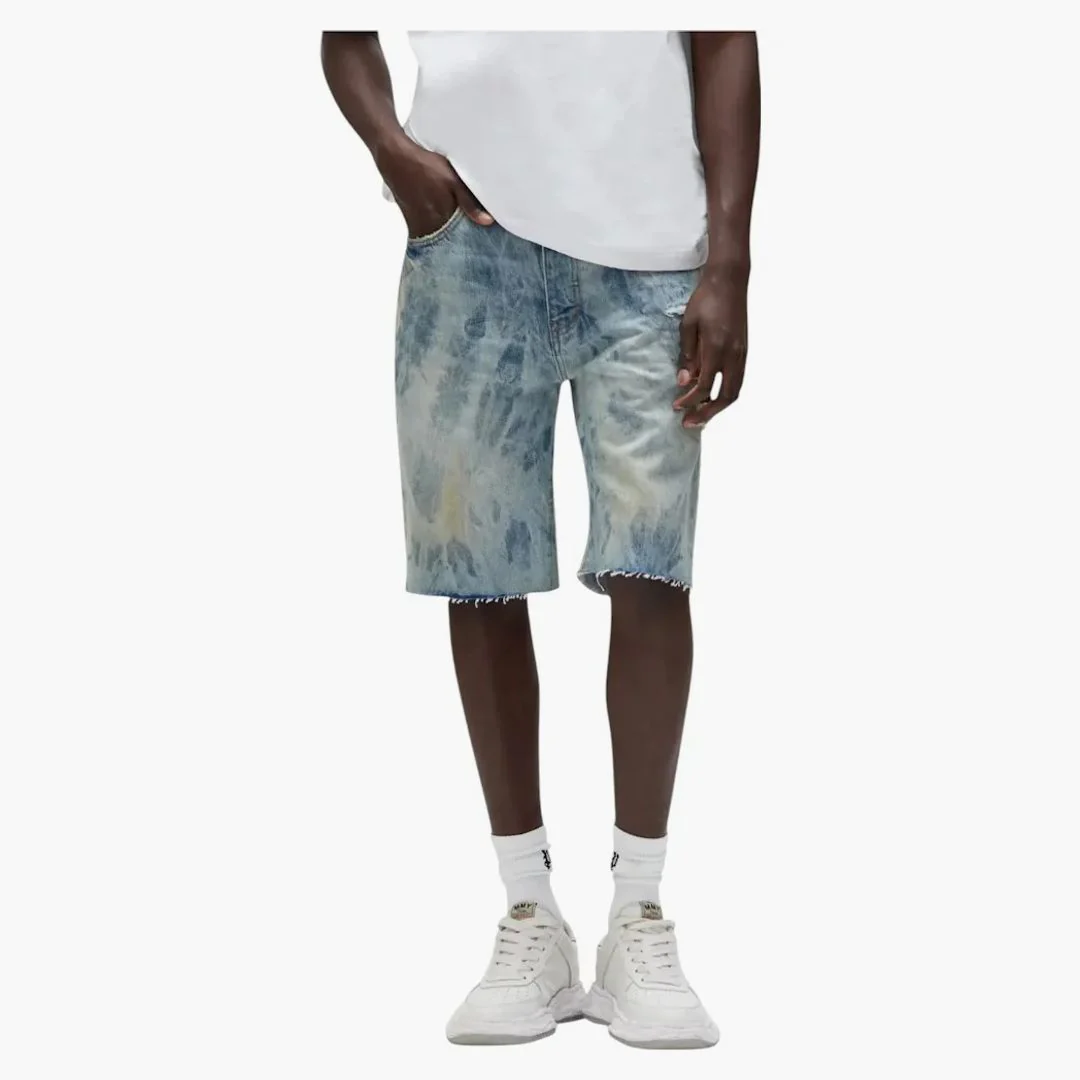 Purple Brand Grunge Print Shorts Indigo - Image 2