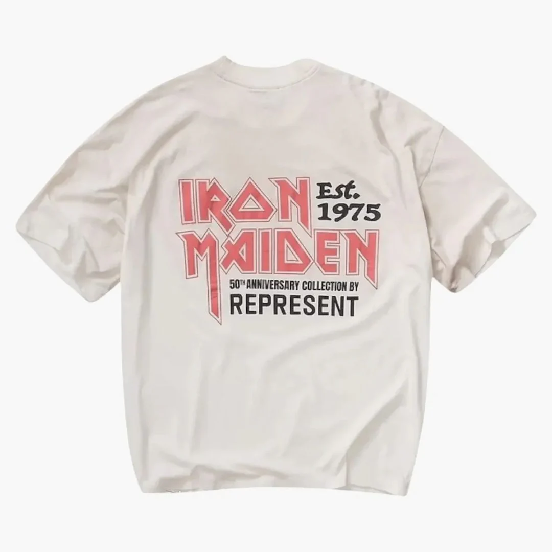 Represent Iron Maiden Anniversary T-shirt Washed Ecru - Image 2