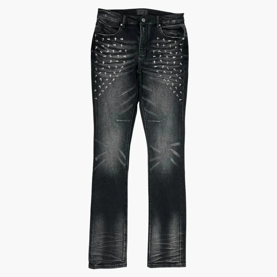 Rta Olivier Stacked Graphite Fade Cross Jean Black