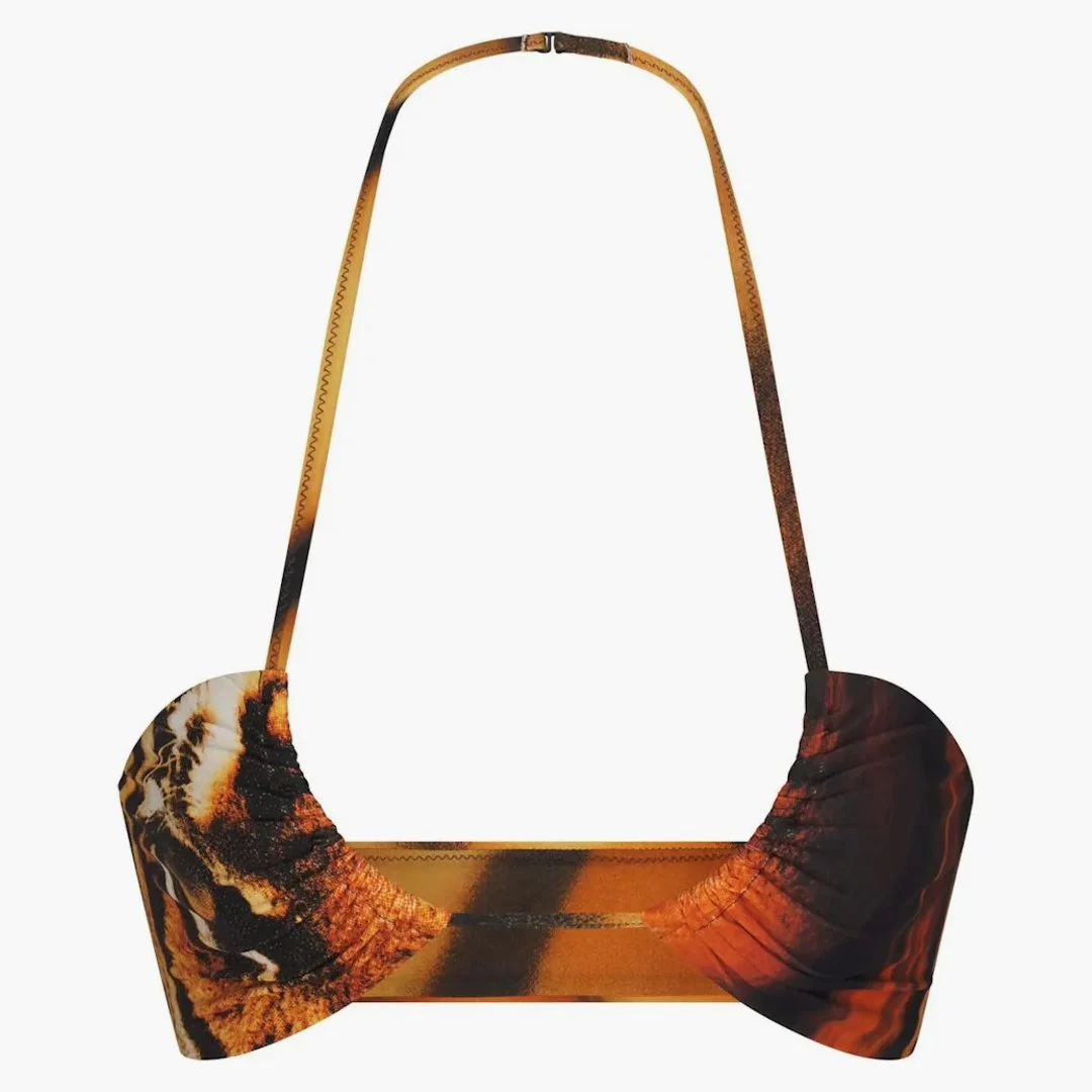 Skims X Roberto Cavalli Halter Bikini Top Tiger Face Print