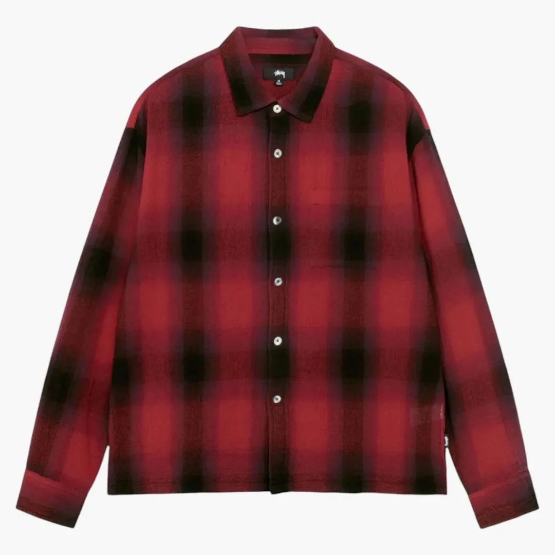 Stussy Loose Weave Plaid Shirt Red - Image 2
