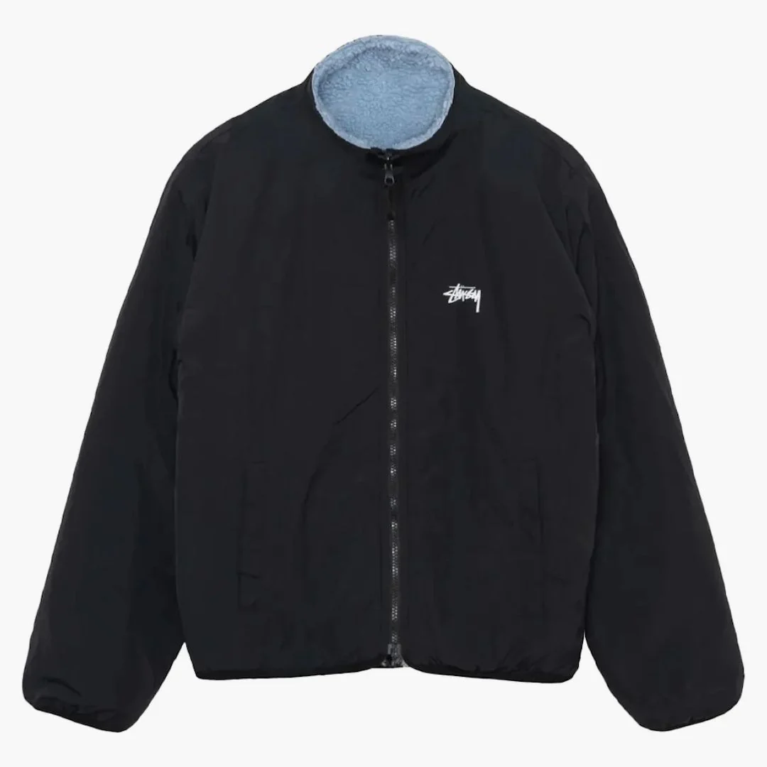 Stussy Sherpa Reversible Jacket Light Denim - Image 3