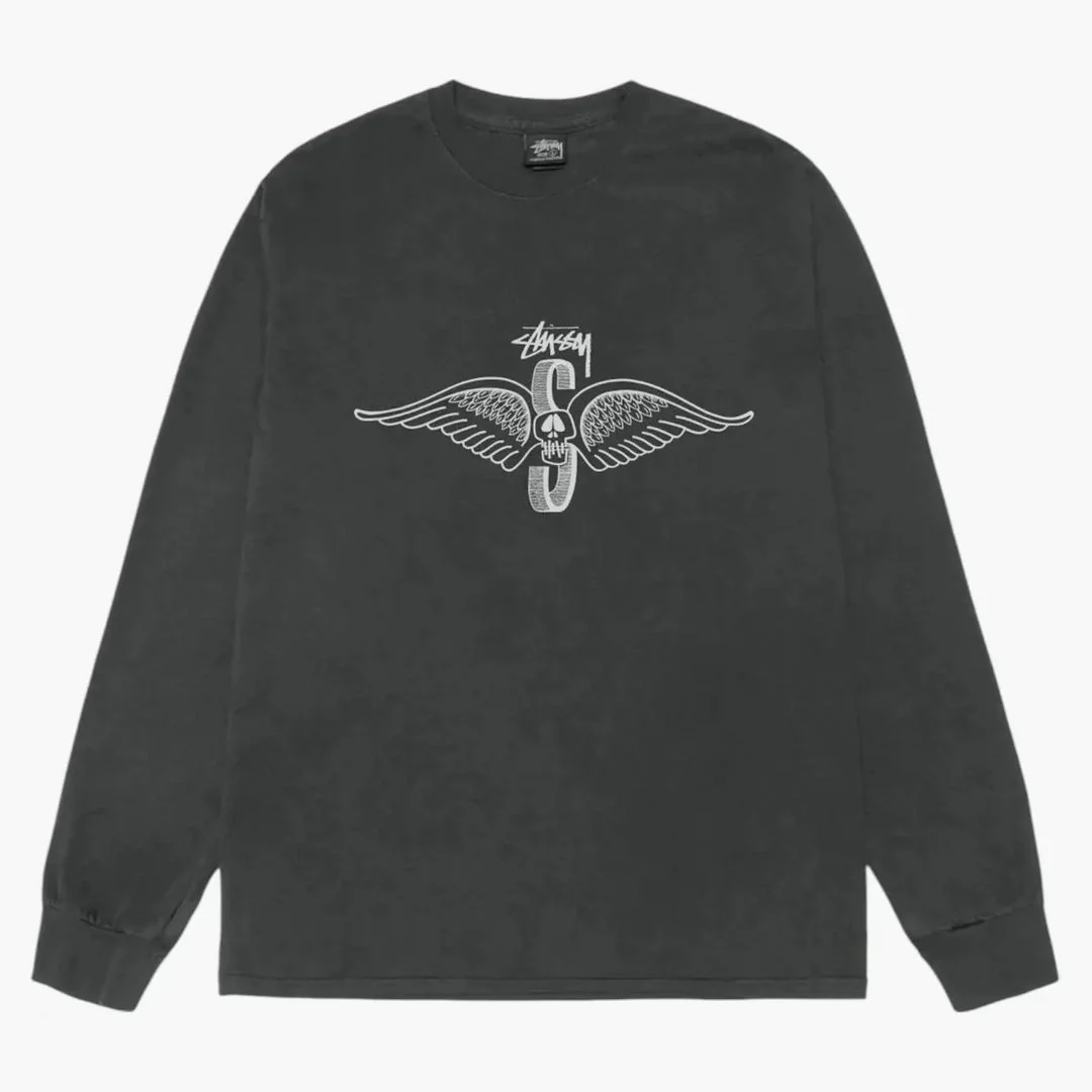 Stussy Skull Wings L/s Pigment Dyed Tee Black