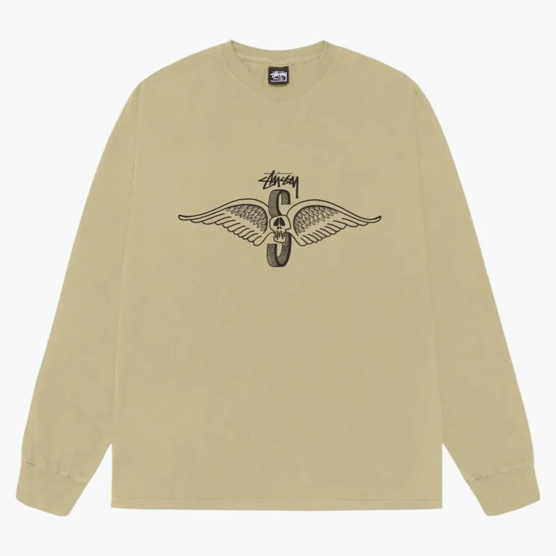 Stussy Skull Wings L/s Pigment Dyed Tee Elm