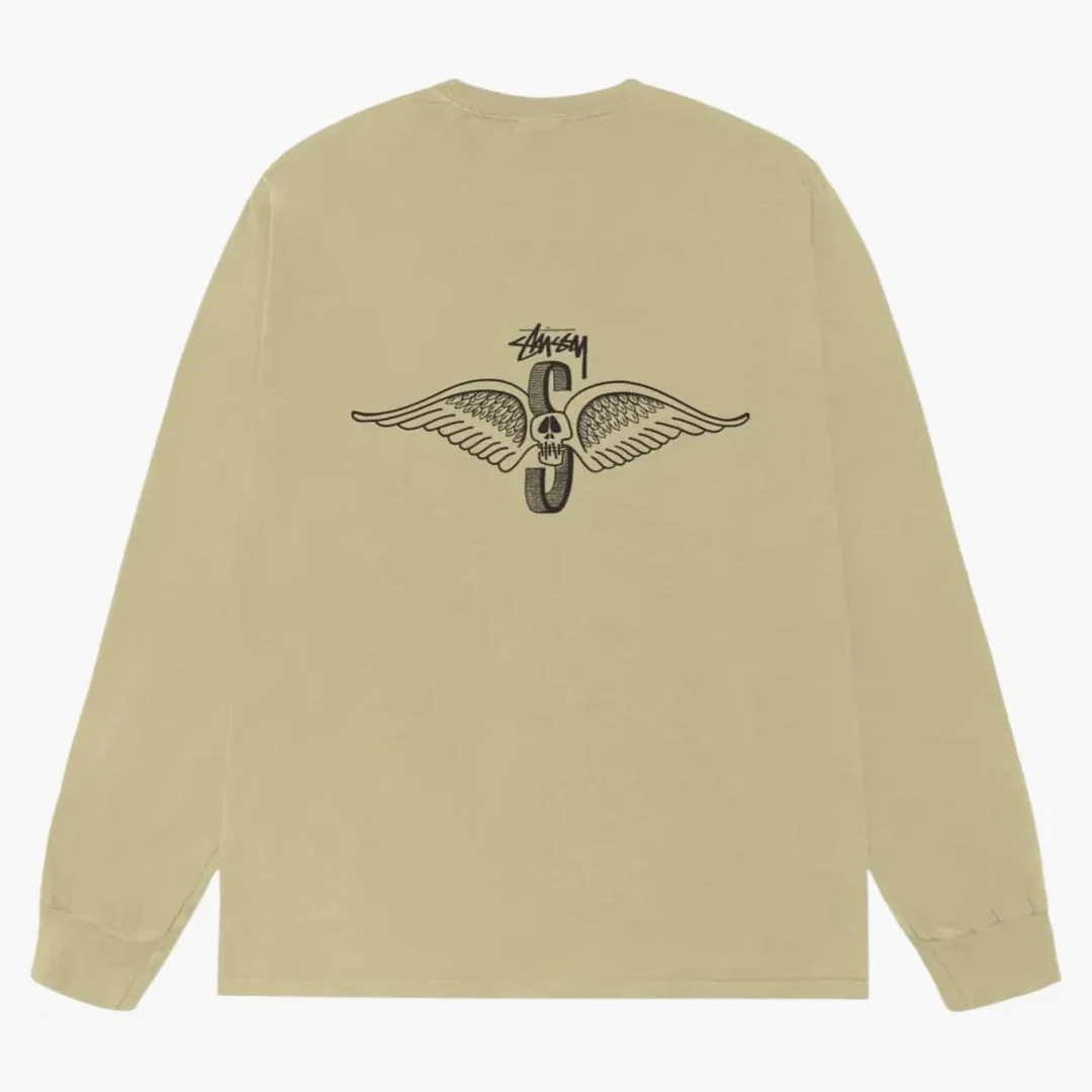 Stussy Skull Wings L/s Pigment Dyed Tee Elm - Image 2