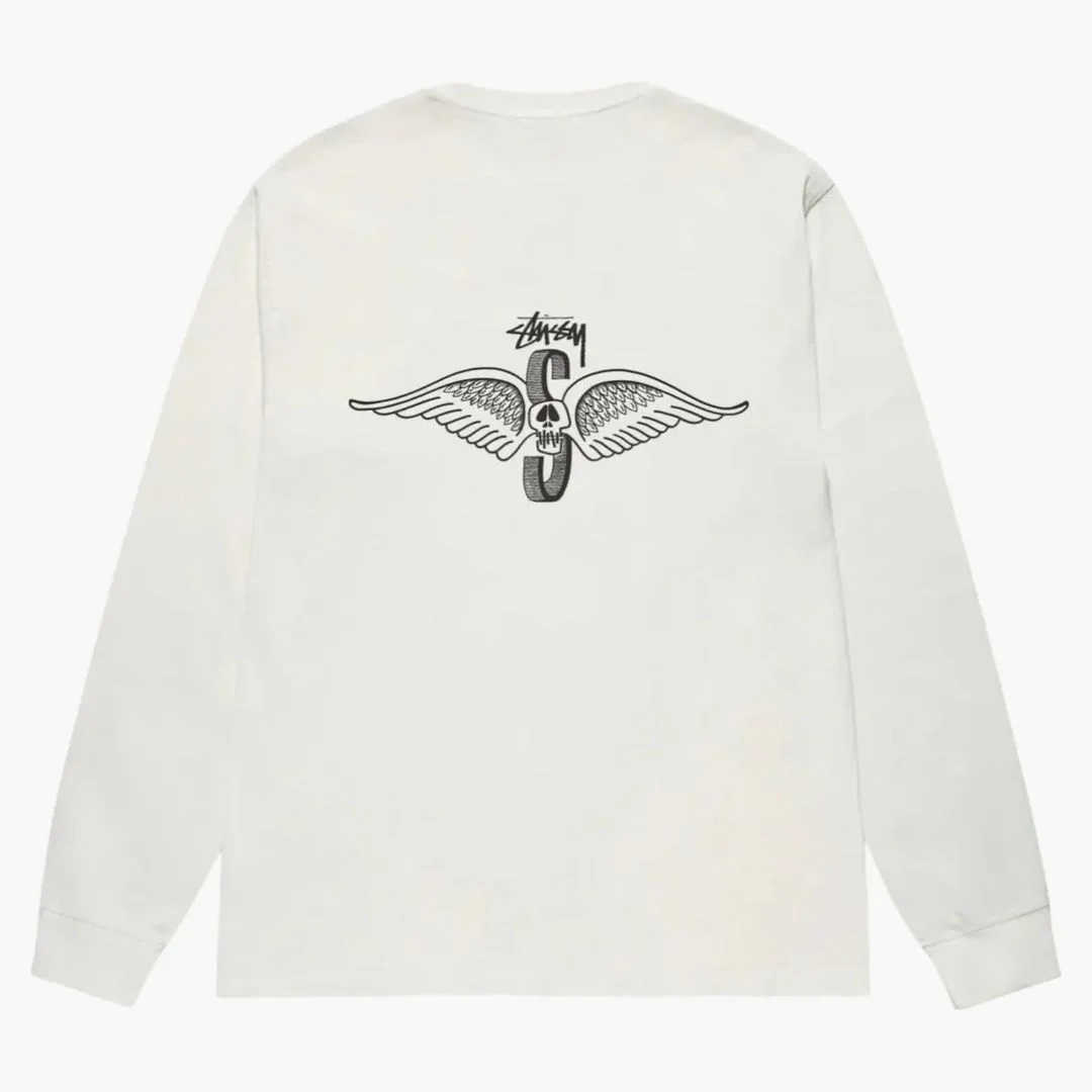 Stussy Skull Wings L/s Pigment Dyed Tee Natural - Image 2