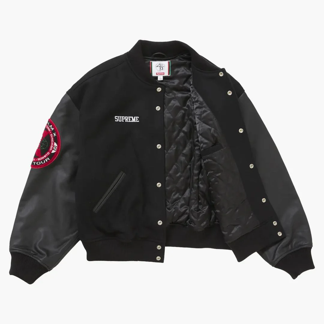 Supreme 40 Acres Malcolm X Varsity Jacket Black - Image 3