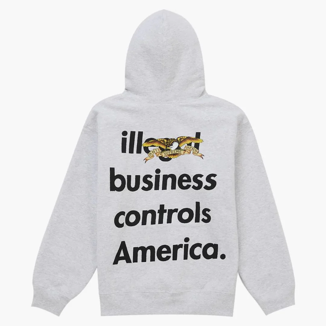 Supreme Antihero Hooded Sweatshirt (fw25) Ash Grey - Image 2