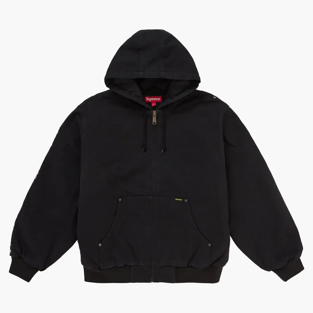 Supreme Aoi Embroidered Hooded Work Jacket Black - Image 2