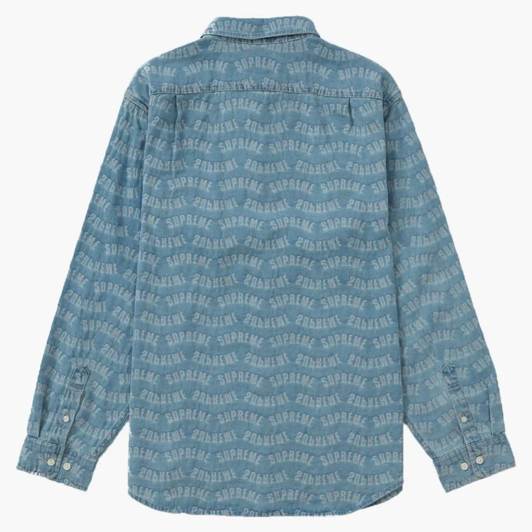 Supreme Arc Jacquard Denim Shirt Blue - Image 2