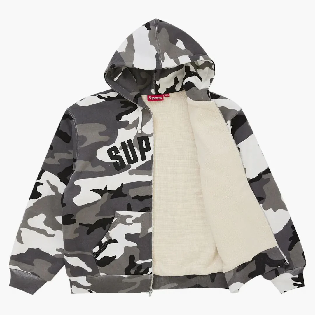 Supreme Arc Thermal Lined Zip Up Hooded Sweatshirt Snow Camo - Image 2