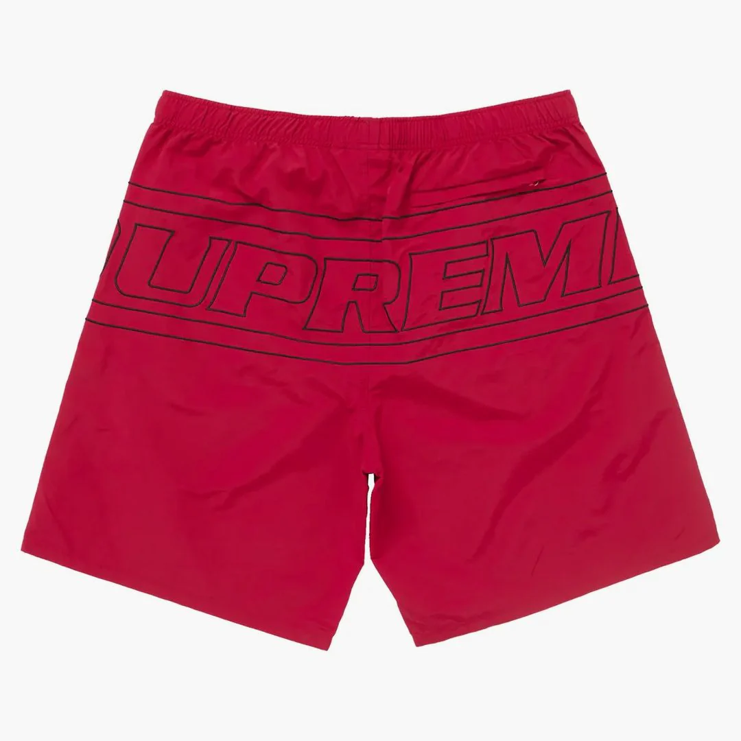 Supreme Big Logo Nylon Short Red - Image 2