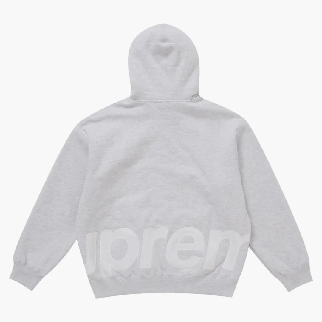 Supreme Big Logo Zip Up Hooded Sweatshirt Heather Grey - Image 2