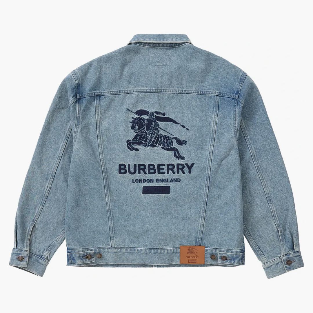 Supreme Burberry Denim Trucker Jacket Washed Blue - Image 2