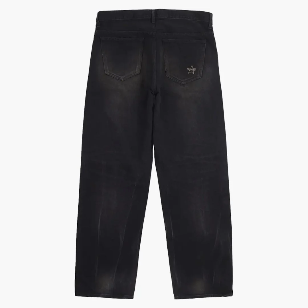 Supreme Distressed Loose Fit Selvedge Jean (ss25) Washed Black - Image 2