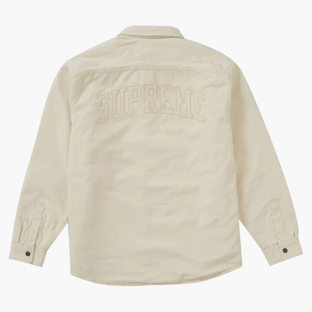 Supreme Faux Shearling Lined Work Shirt Natural - Image 3
