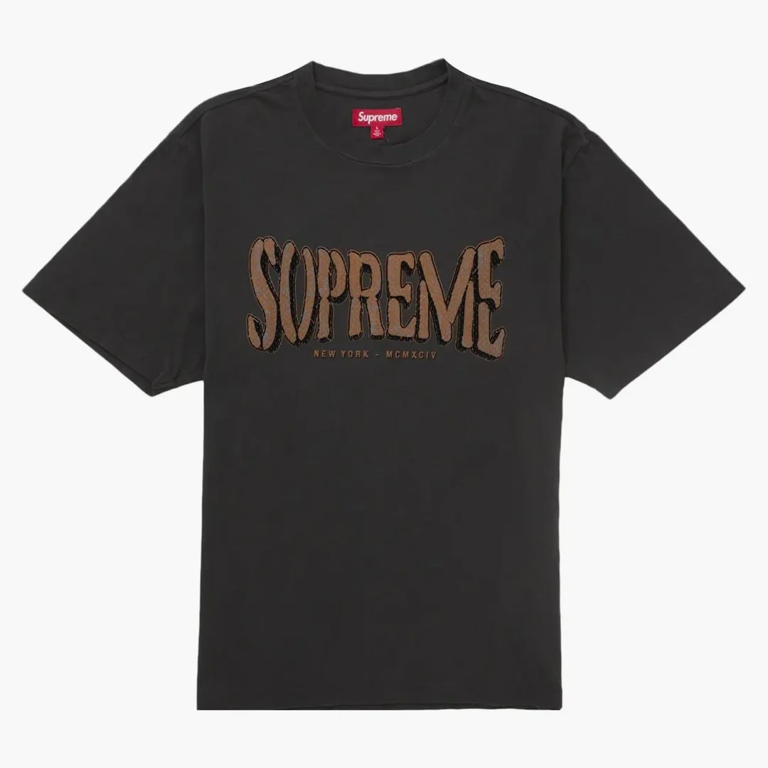 Supreme Flocked Washed S/s Top Black