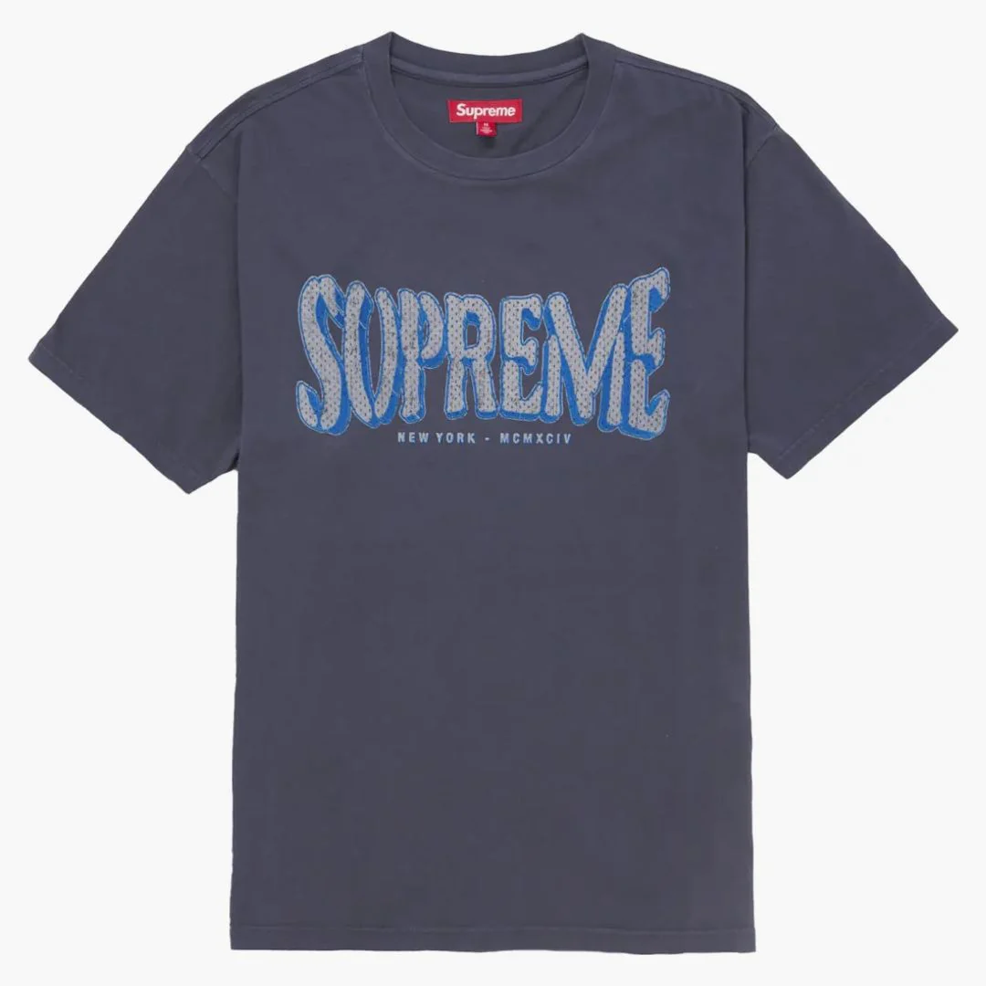 Supreme Flocked Washed S/s Top Navy