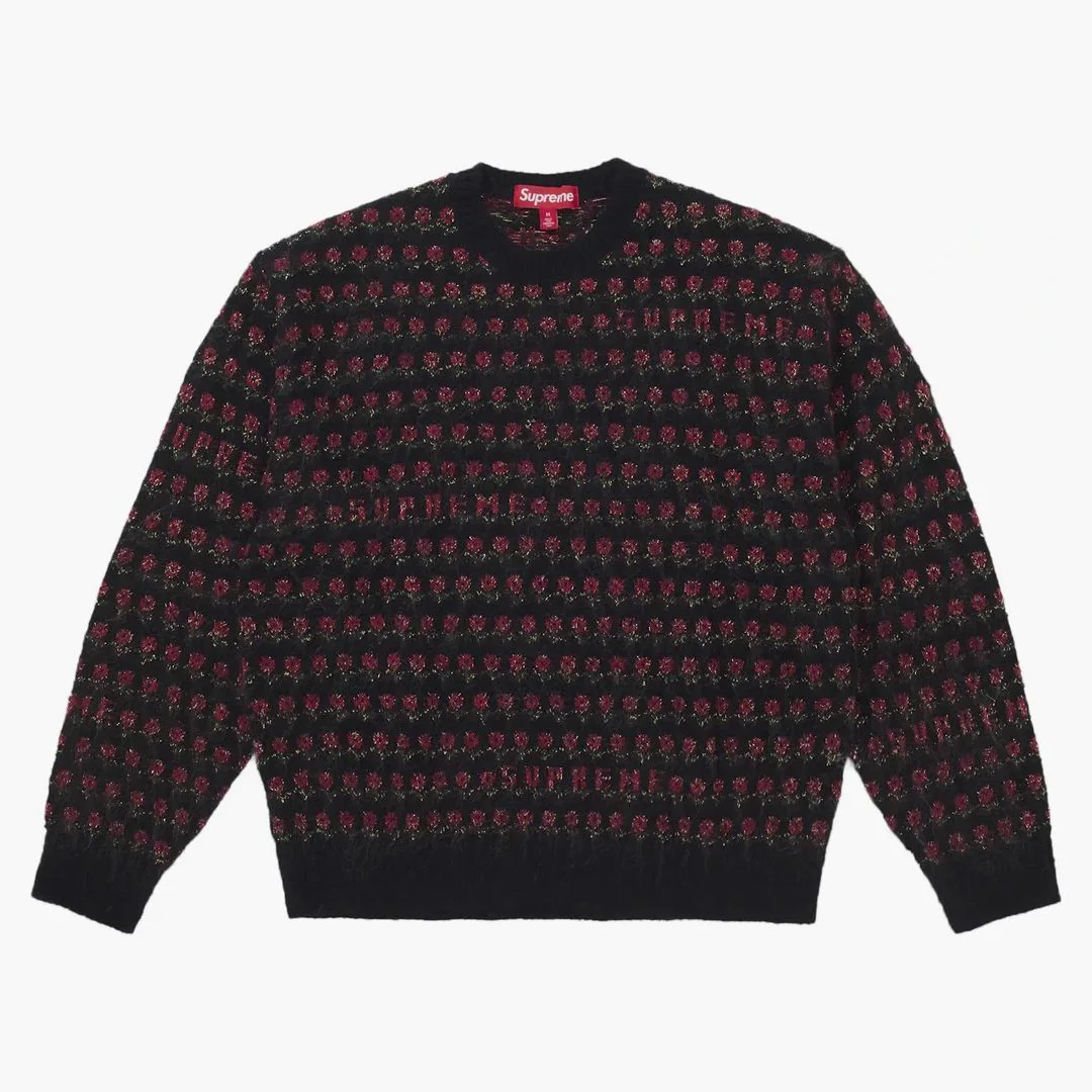 Supreme Flowers Metallic Sweater Black