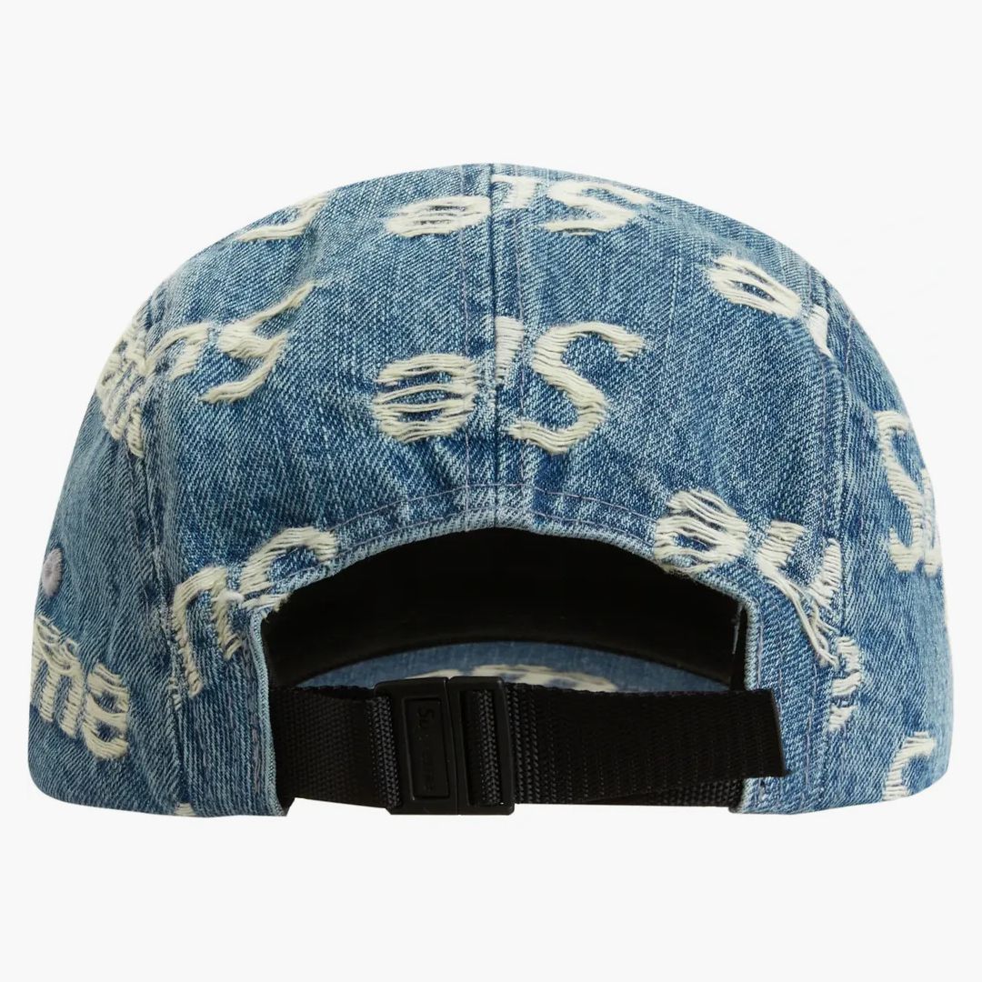Supreme Frayed Logos Denim Camp Cap Blue - Image 2